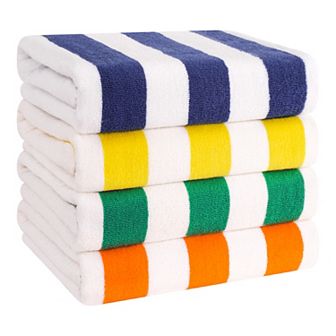 American Soft Linen 4 pc Turkish Cabana Striped Beach Towel Set