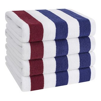 American Soft Linen 4 pc Turkish Cabana Striped Beach Towel Set