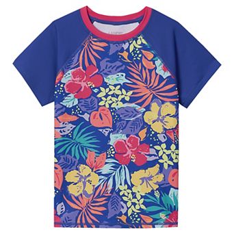 Girls 6-16 Lands' End Slim Short Sleeve Crewneck Swim Rash Guard