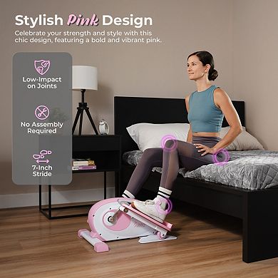 Sunny Health & Fitness Smart Pink Under Desk Mini Elliptical Exercise Trainer