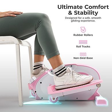 Sunny Health & Fitness Smart Pink Under Desk Mini Elliptical Exercise Trainer