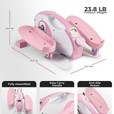 Sunny Health & Fitness Smart Pink Under Desk Mini Elliptical Exercise Trainer