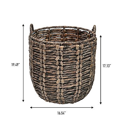 Laurel Bohemian Handwoven Abaca Hamper Basket with Handles
