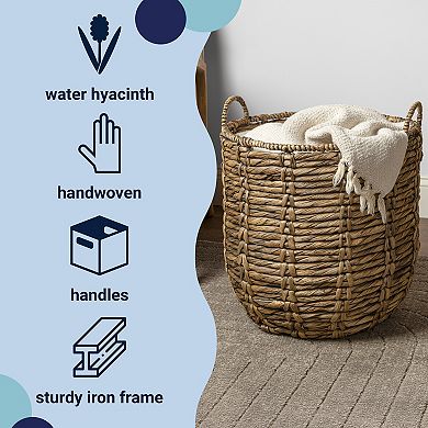 Laurel Bohemian Handwoven Abaca Hamper Basket with Handles