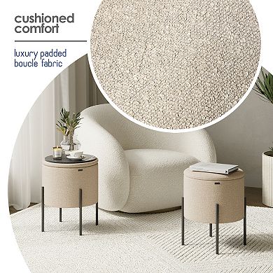 StorageBud Round Ottoman with Storage