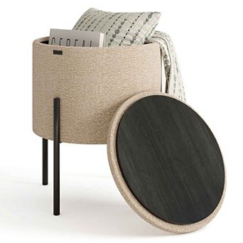 StorageBud Round Ottoman with Storage