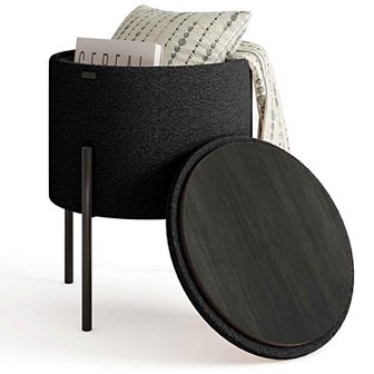 StorageBud Round Ottoman with Storage