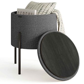 StorageBud Round Ottoman with Storage