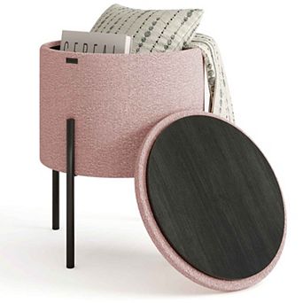 StorageBud Round Ottoman with Storage