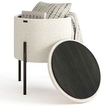 StorageBud Round Ottoman with Storage