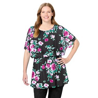 Woman Within Plus Size Miracle Mesh Blouson Tunic