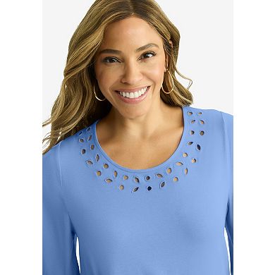 Jessica London Women's Plus Size Cutout Flutter Sleeve Tunic