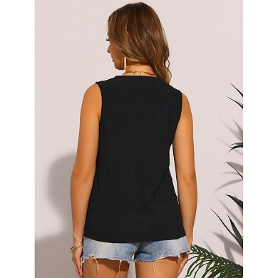 Sleeveless Tank Top for Women's Boho V Neck Casual Summer Floral Cami Tops