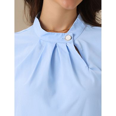 Mock Neck Work Shirt for Women's Ruched Front 3/4 Sleeves Dressy Casual Blouses
