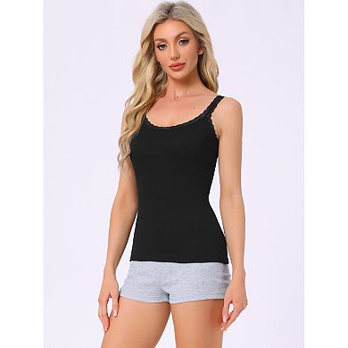 Women's Lace Camisole Tank Tops Cotton Cami Pajamas Top Soft Comfy Undershirt