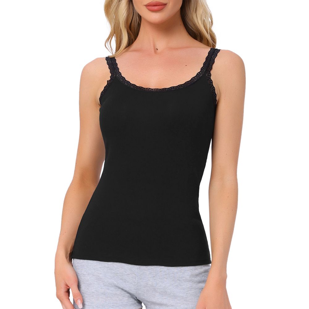 Women's Lace Camisole Tank Tops Cotton Cami Pajamas Top Soft Comfy