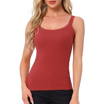 Women's Lace Camisole Tank Tops Cotton Cami Pajamas Top Soft Comfy Undershirt