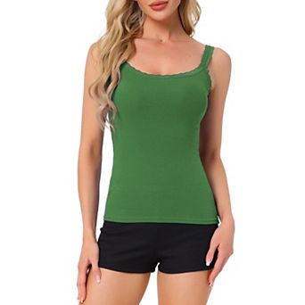 Women's Lace Camisole Tank Tops Cotton Cami Pajamas Top Soft Comfy Undershirt