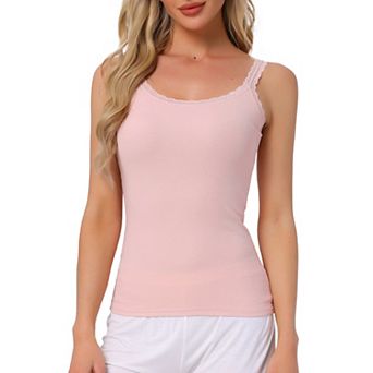 Women's Lace Camisole Tank Tops Cotton Cami Pajamas Top Soft Comfy Undershirt