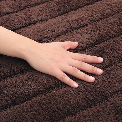1 Pcs Soft Stripe Bathroom Rug, Rubber Backing Rugs Non Slip Absorbent Mat for Shower Floor