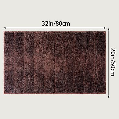 1 Pcs Soft Stripe Bathroom Rug, Rubber Backing Rugs Non Slip Absorbent Mat for Shower Floor