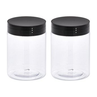 Round Plastic Jars with Screw Top Lid, 10oz Empty Containers for Storage 2 pc