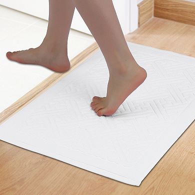 1 Pcs Luxury Bath Mat, Cotton Absorbent Hotel Spa Shower Floor Towel for Bathroom Rug Pad