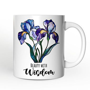 Iris Stained Glass Mug, Beauty With Wisdom Gift