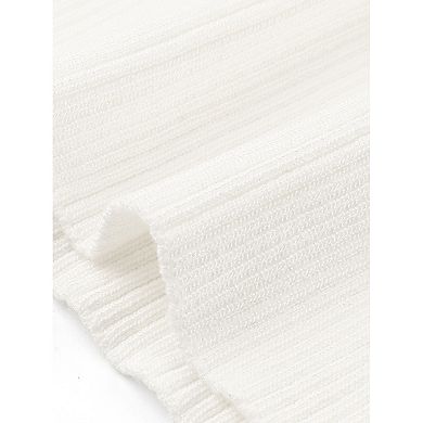 Women's Crew Neck Sleeveless Casual White Ribbed Tank Knit Top