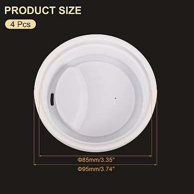 4 Pcs 3.54" Silicone Cup Lids, Drinking Lid Reusable Sealed Mug Lid