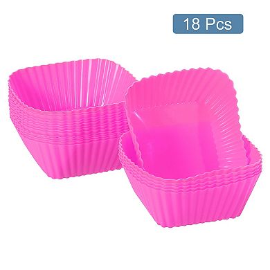 18Pcs Silicone Cupcake Baking Cups, Silicone Muffins Liners Non-Stick Square Baking Cups