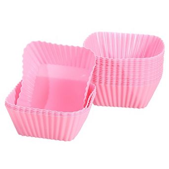 18 pc Silicone Cupcake Baking Cups, Silicone Muffins Liners Non-Stick Square Baking Cups