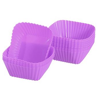 18 pc Silicone Cupcake Baking Cups, Silicone Muffins Liners Non-Stick Square Baking Cups