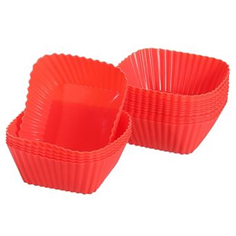 18 pc Silicone Cupcake Baking Cups, Silicone Muffins Liners Non-Stick Square Baking Cups