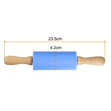 Silicone Rolling Pins for Baking 9 Inch Wooden Handle Non Stick Rolling Pin
