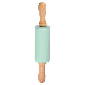 Silicone Rolling Pins for Baking 9 Inch Wooden Handle Non Stick Rolling Pin