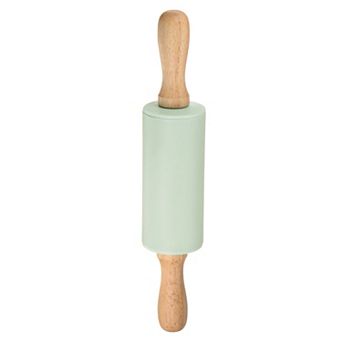 Silicone Rolling Pins for Baking 9 Inch Wooden Handle Non Stick Rolling Pin