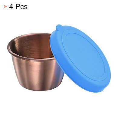4pcs Salad Dressing Container, 2.4oz Reusable Condiment Containers with Lids Blue
