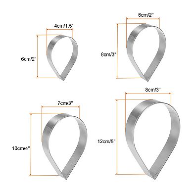 Teardrop/Raindrop Cookie Cutter Set Assorted Sizes Stainless Steel ...