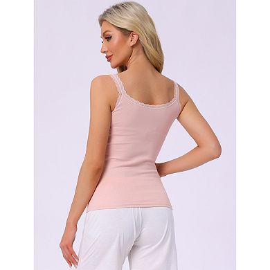 Women's Lace Camisole Tank Tops Cotton Cami Pajamas Top Soft Comfy Undershirt