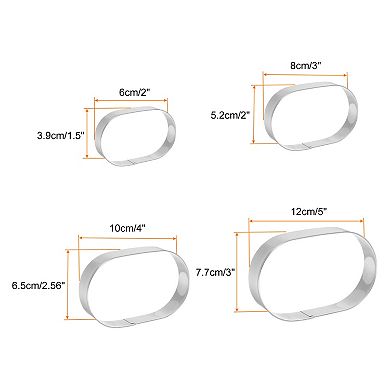 Oval Cookie Cutter Set Assorted Sizes Stainless Steel Geometric Biscuit Baking Pastry Molding