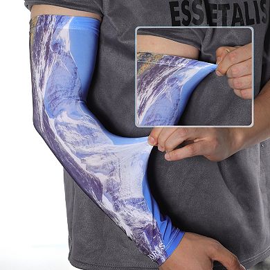Breathable Arm Sleeves for Outdoor Blue White 1 Pair
