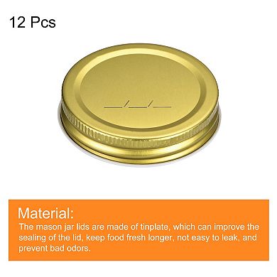 Mason Jar Lids, 12 Pcs Tinplate Canning Lids Regular Mouth Leak Proof Fits Storage Jars