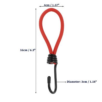 Elastic Cord Ties with Metal Hooks, Cord Hooks 4 Pcs with End Protective Cap