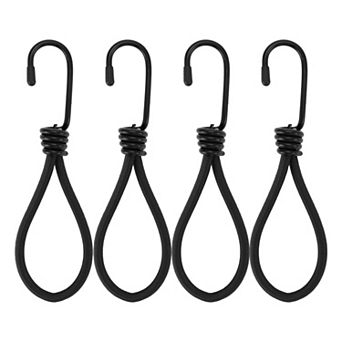 Elastic Cord Ties with Metal Hooks, Cord Hooks 4 pc with End Protective Cap
