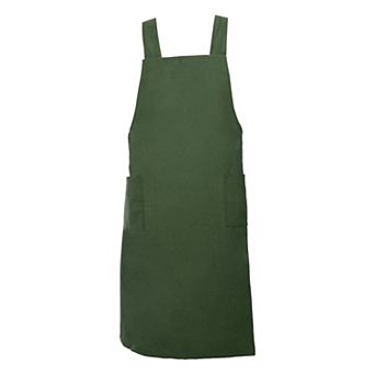 Cotton Linen Apron, Cross Back Apron with Pockets, Cooking Aprons Dress for Women, Painting Pinafore