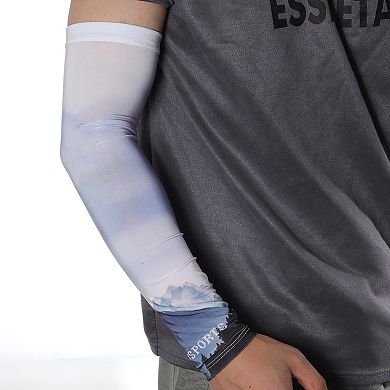 Sun Protection Arm Sleeves for Outdoor Blue White 1 Pair