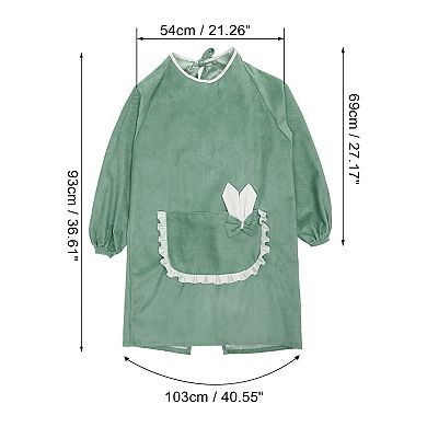 Women Kitchen Apron with Pockets, Long Sleeves Corduroy Apron for Cooking Work