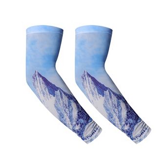 Moisture Wicking Arm Sleeves for Outdoor Blue White 1 Pair