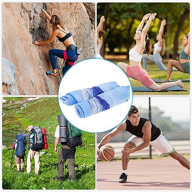 Moisture Wicking Arm Sleeves for Outdoor Blue White 1 Pair